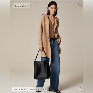 J. CREW Juliette Collarless Sweater-Blazer Tan Size Large